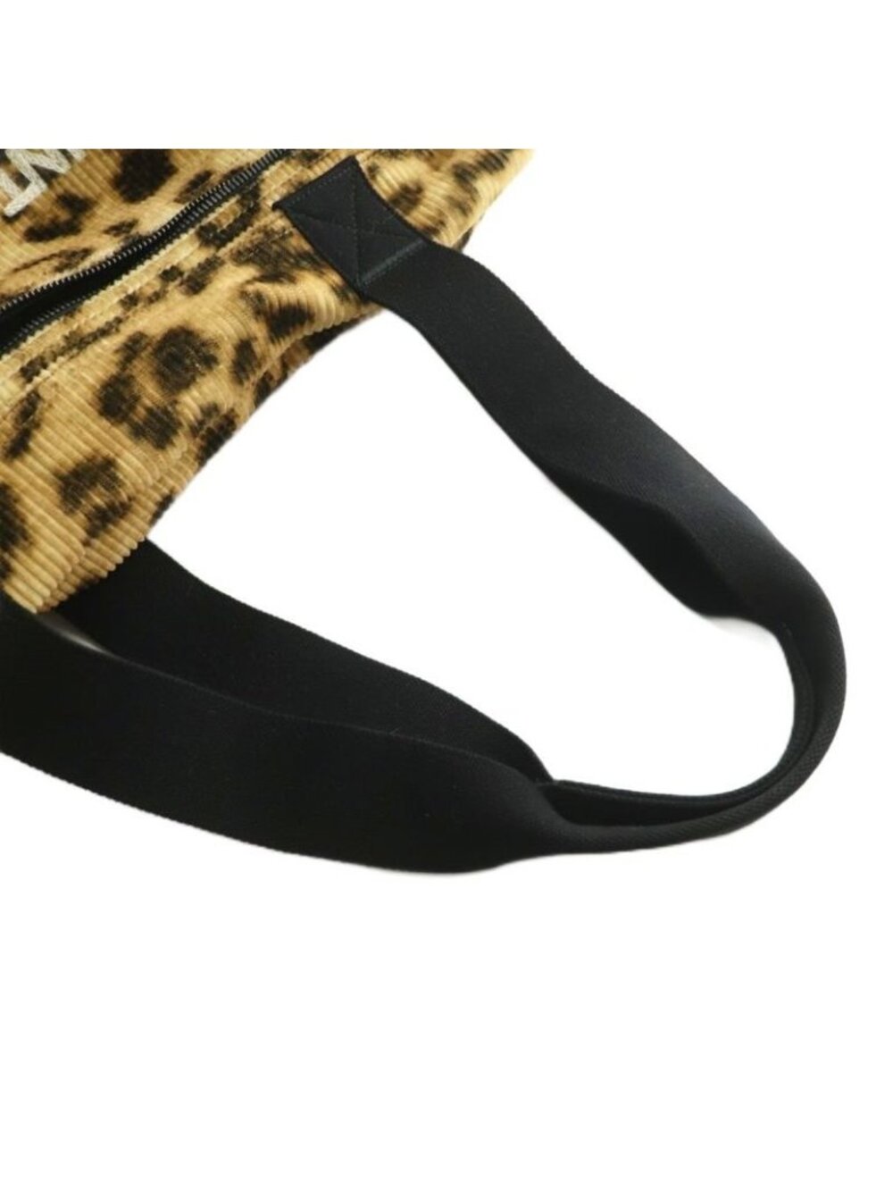 Saint Laurent Paris Nuxx Leopard Duffel 2-Way Shoulder Bag Corduroy Beige Black - Picture 6 of 8